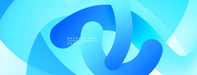Poster - Abstract blue design. Smooth flowing shapes create dynamic visual effect. Light gradients enhance depth, modern aesthetic.