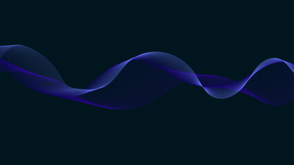 Wall Mural - abstract stylish blue wave design dark background.