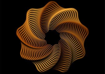 Leinwandbilder - Golden geometric smooth twisted wavy curved element abstract luxury design. Art deco ornament vector background