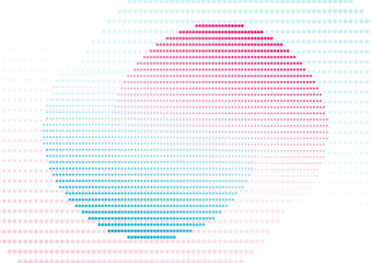 Leinwandbilder - Blue and pink dotted linear circles abstract minimal tech background. Geometric halftone vector design