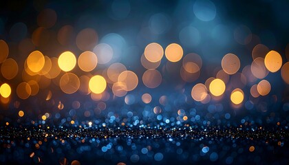Aufkleber - Glittery bokeh background with blue and gold.