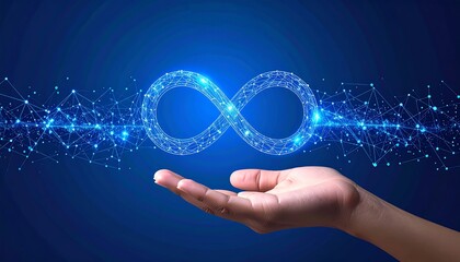 Fototapete - Hand holding digital infinity loop.