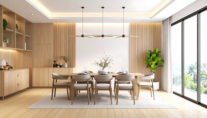 Aufkleber - Modern dining room with table and chairs.