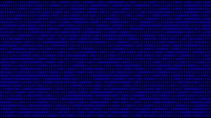 Binary code - computer program or concept of digital software development. Futuristic cyberspace with binary code falling down. Running process of the program