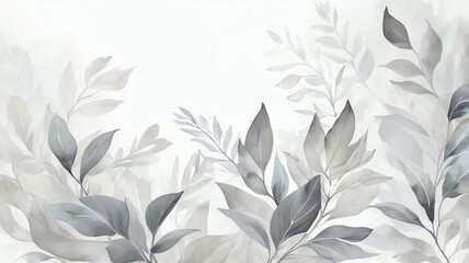 Wall Mural - serene watercolor botanicals: a grey and white floral fantasy