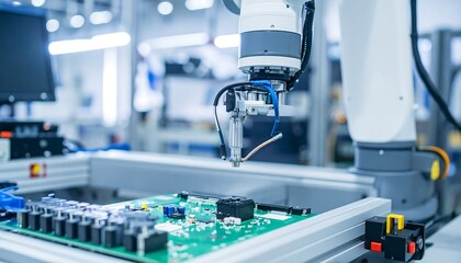 Aufkleber - Robot arm assembling circuit board.