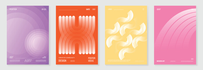 Poster - Modern gradient poster background vector set. Cover template with vibrant perspective geometric prism shapes. Ideal design for social media, cover, banner, flyer.