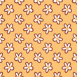 © Любовь Кондратьева - A vibrant orange background adorned with a repeating pattern of white daisies with brown outlines and yellow centers, creating a cheerful and playful design.