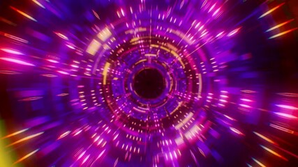 Wall Mural - colorful futuristic data tunnel animation with glowing light particles. sci-fi digital vortex in mot