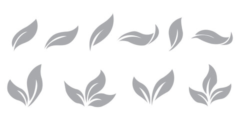 Wall Mural - set of leaves green leaf nature art illustration vector sticker icon symbol graphic design environment plant