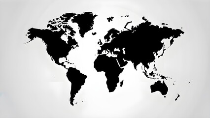 Wall Mural - Minimal world map illustration in black and white, modern and clean design