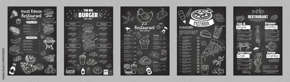 Handmade Menu Drawing Hand-drawn menu collection. Can be used in graphic design projects ...