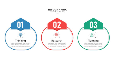 Fototapete - Business infographic template. 3 Step timeline journey. Process diagram, 3 options on white background, social media post, Infograph elements vector illustration.