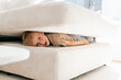 © Elena - Child Playfully Hides Between Sofa Cushions at Home