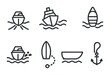 © Svitlana - Boating and fishing outline icons set – silhouette, nautical, marine symbols