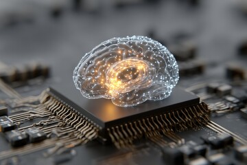 Aufkleber - Conceptual representation of artificial intelligence and neural networks on a microchip
