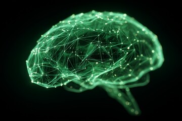 Fototapete - Digital rendering of a glowing brain illuminated with intricate network connections