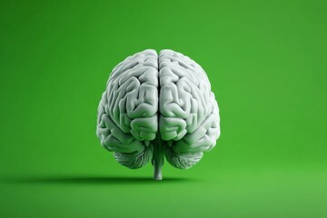 Aufkleber - 3D model of a human brain on a vibrant green background showcasing intricate details and textures
