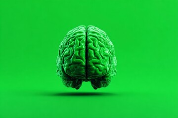 Leinwandbilder - Green brain illustration demonstrating creativity in design and technology against a vibrant background