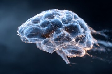 Fototapete - Digital representation of a brain showcasing neural connections in a dark setting