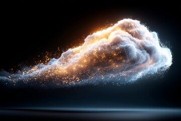 Leinwandbilder - Colorful cloud with glowing particles floating in dark space, illustrating a surreal cosmic effect