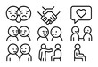 © Влада Яковенко - Emotional support outline icons set – empathy, communication, mental health symbols