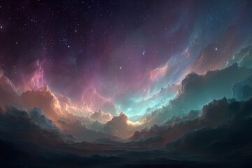 Aufkleber - Vibrant cosmic clouds create a stunning celestial display during twilight hours