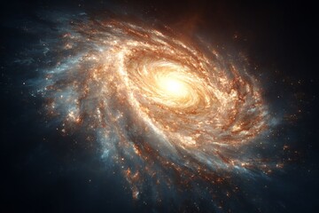 Aufkleber - Astounding spiral galaxy with bright core and swirling dust in deep space captured by telescope