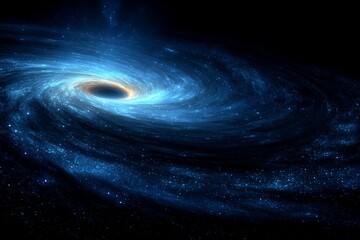 Aufkleber - Mysterious swirling galaxy with a prominent black hole surrounded by bright cosmic elements in deep space