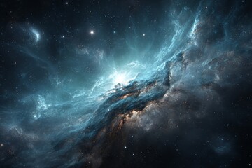 Aufkleber - Vibrant cosmic nebula in deep space showcasing swirling gases and stars in a breathtaking display