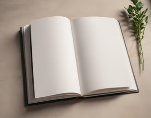 Wall Mural - Open vertical photo album with blank pages; clean, minimalist, customizable, studio photography, texture, brochure, book