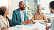 © peopleimages.com - Documents, interview and recruitment with business people in boardroom of office for hiring process. Human resources, opportunity and resume with employee team speaking to candidate for job vacancy