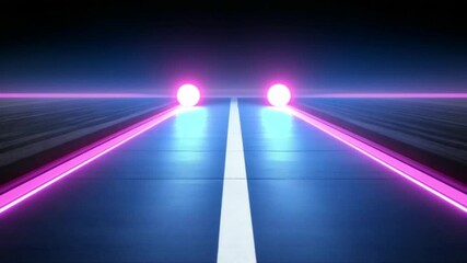 Wall Mural - neon-lit futuristic road stretches into the night illuminated by vibrant pink and blue lights