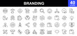 © mi-vector - Branding icon set. Contains such icons as marketing, product, innovation, strategy, values, loyal customers, identity, brand value, design, logo, target audience, social media and more