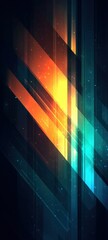Poster - Abstract Geometric Pattern With Orange and Teal Glowing Lines, Representing Modern Technology and Digital Transformation : Generative AI