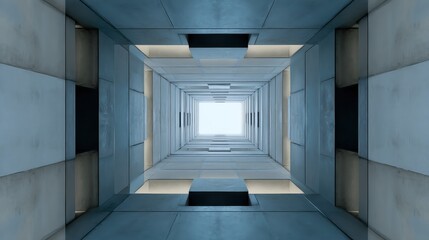 Poster - Abstract Tunnel Perspective With Geometric Shapes and Light at the End, Illustrating Vision and Future Outlook for Business Strategy : Generative AI