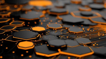 Leinwandbilder - Abstract Circuit Board With Glowing Orange Lines, Illustrating Innovation and Technological Advancement for Digital Transformation Projects : Generative AI