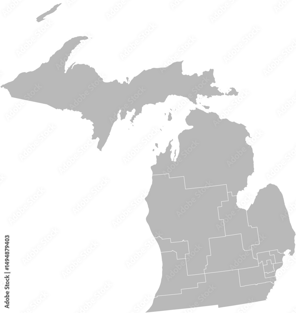 Michigan Projection File Michigan congressional districts vector map (Albers equal area conic ...