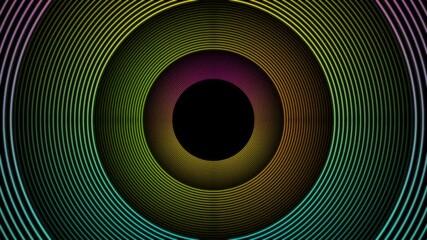 Fototapete - Bright shiny linear circles abstract futuristic tech background. Seamless looping minimal geometric concentric motion design. Video animation Ultra HD 4K 3840x2160