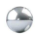 A chrome sphere with a smooth, reflective surface against a dark background, showcasing light and shadow play
