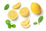 set of lemon fruits isolated