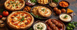 © Arethaawykoff - Delicious gourmet traditional assorted dishes featuring pizza, rice, and various sides