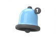 © Vooglo.com - 3D Illustration of Blue notification bell with number one isolated on white background