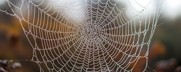 spider web with dew drops