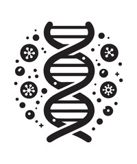 dna flat genetic icon vector flat black trendy style vector on white background.
