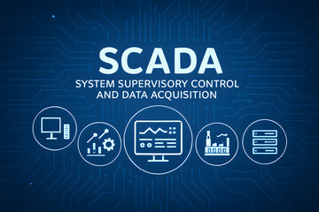 scada system interface design: an illustrative representation of a scada system interface, showcasin