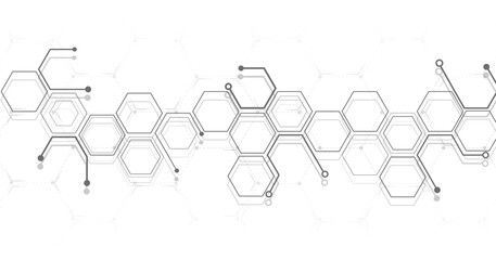 Fototapete - Background of hexagon geometric grey pattern. healthcare medical and technology background.Graphic digital science concept design, innovation technology, healthcare, and medicine design.