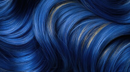 Wall Mural - Swirling indigo and cobalt blues with wisps of metallic gold