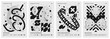 © max_776 - Brutalism style vector minimalistic Posters with silhouette postmodern figures, Futuristic abstract graphic wireframe elements of geometric shapes rave composition, Trendy modern print artwork set 85
