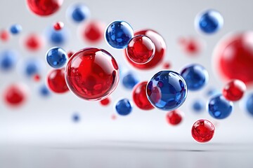 Aufkleber - Abstract Red and Blue Spheres Floating in 3D Space Perfect for Technology or Science Backgrounds